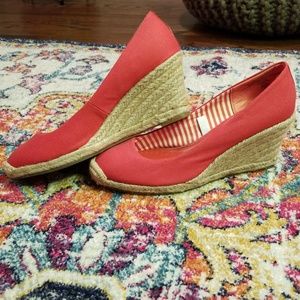 Red Canvas Espadrille Wedge